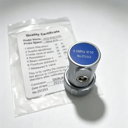 Single element straight beam ultrasonic probe, 0.5MHz frequency, 10mm element size, Lemo00 connector